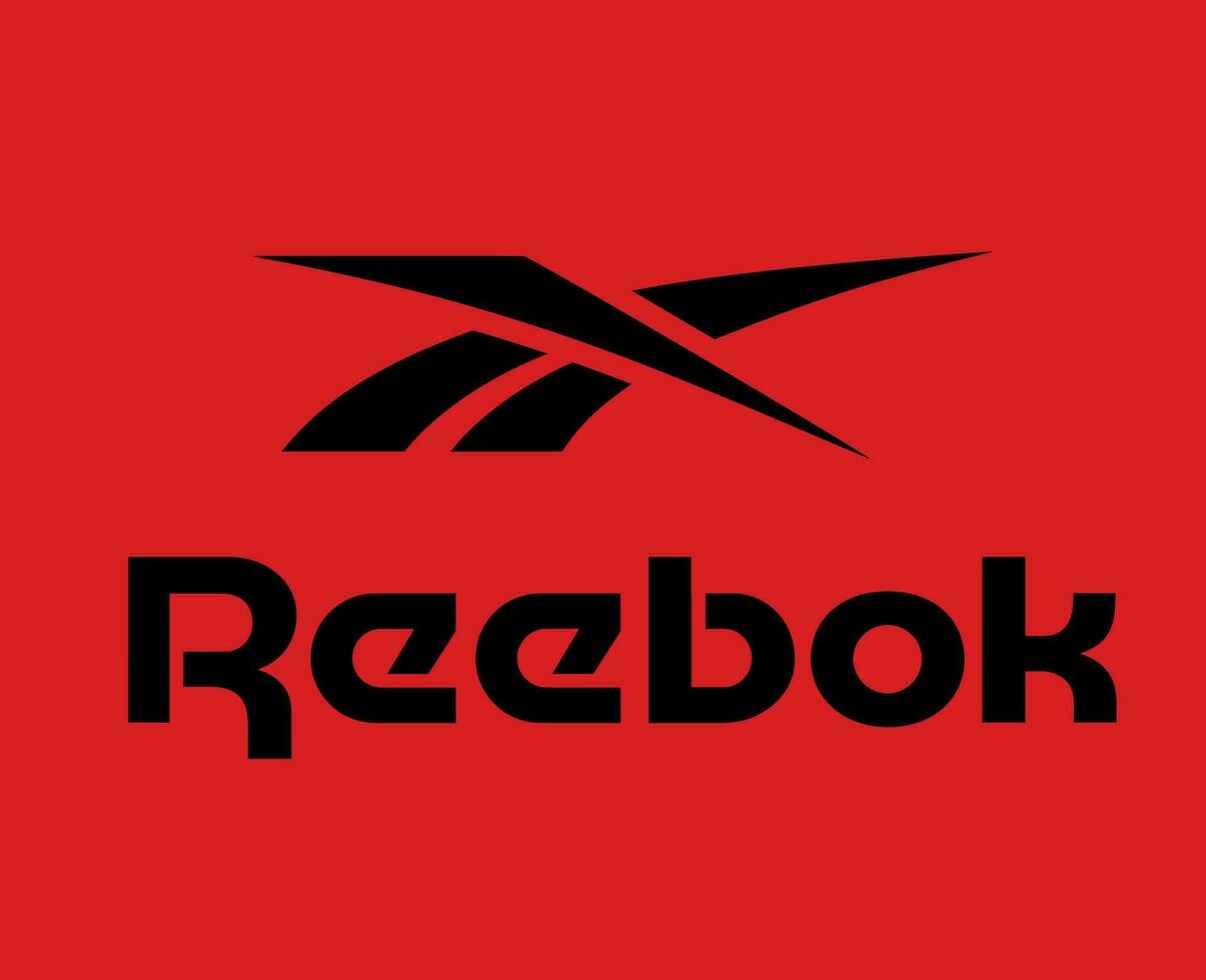 Reebok Logo Brand Clothes With Name Black Symbol Design Icon Abstract Vector Illustration With Red Background