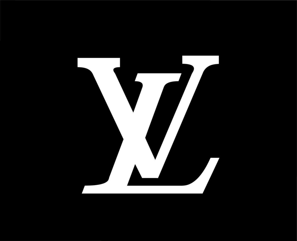 Louis Vuitton Brand Logo White Symbol Design Clothes Fashion Vector Illustration With Black Background