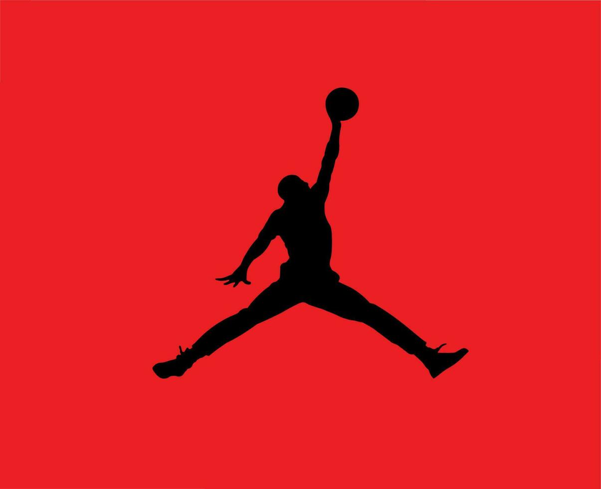 Jordan Brand Logo Symbol Black Design Clothes Sportwear Vector Illustration With Red Background