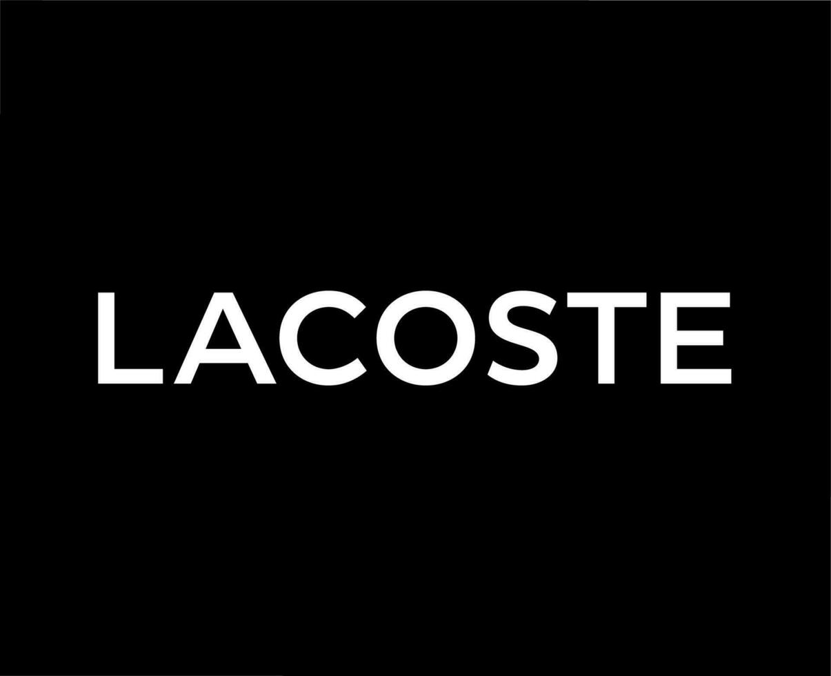 Lacoste Brand Logo Symbol Name White Design Clothes Fashion Vector Illustration With Black Background