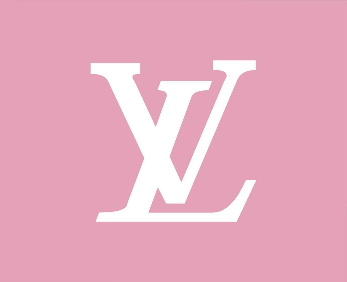 Louis Vuitton Brand Logo White Symbol Design Clothes Fashion Vector Illustration With Pink Background