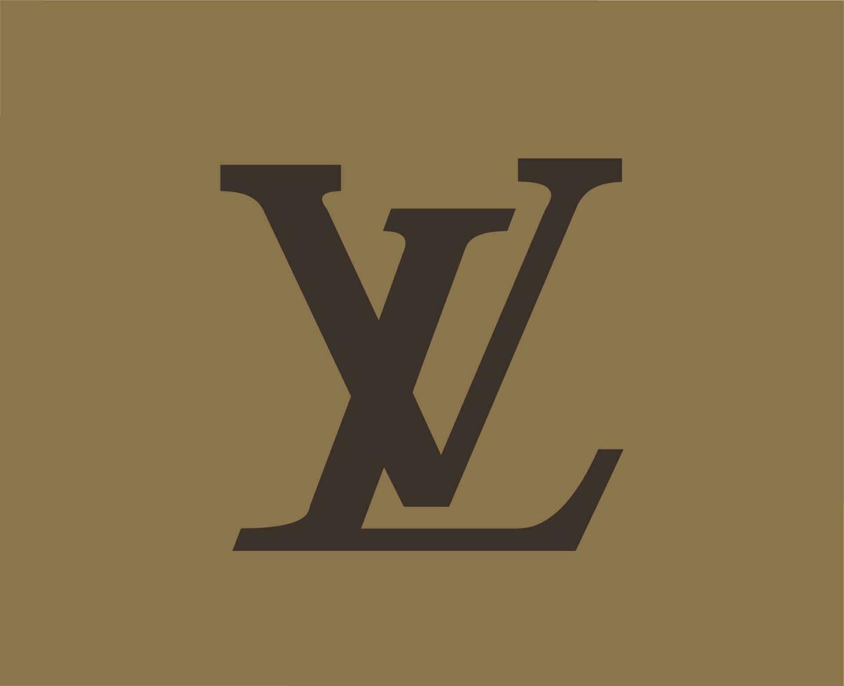 Louis Vuitton Brand Logo Symbol Design Clothes Fashion Vector Illustration With Brown Background