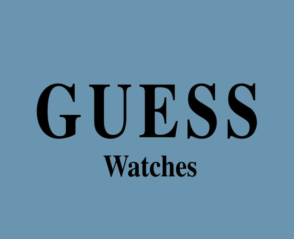 Guess Watches Brand Logo Symbol Black Design Clothes Fashion Vector Illustration With Blue Background