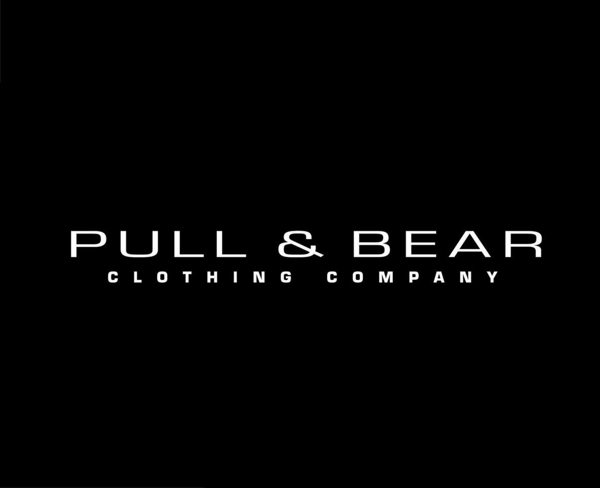 Pull And Bear Brand Logo White Symbol Clothes Design Icon Abstract Vector Illustration With Black Background