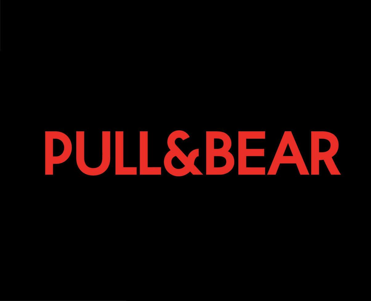 Pull And Bear Brand Logo Symbol Red Clothes Design Icon Abstract Vector Illustration With Black Background