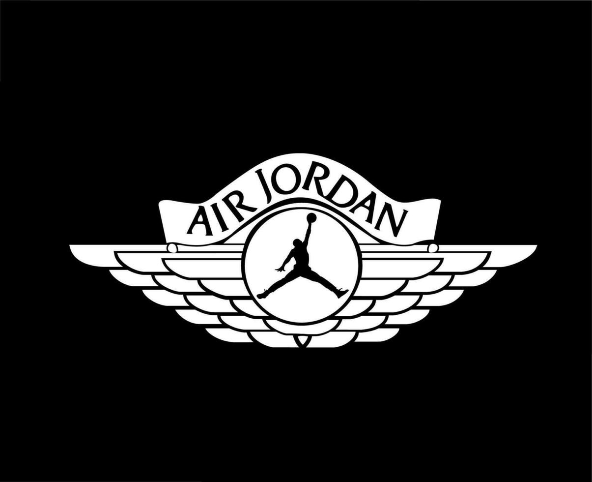 Air Flight Jordan Brand Logo Symbol White Design Clothes Sportwear Vector Illustration With Black Background