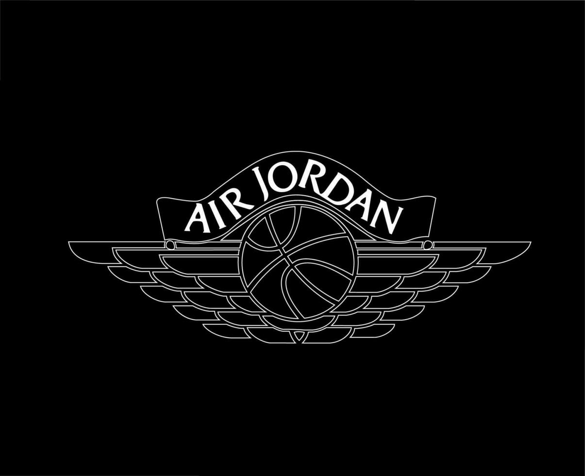 Air Jordan Logo Brand Symbol White Design Clothes Sportwear Vector Illustration With Black Background