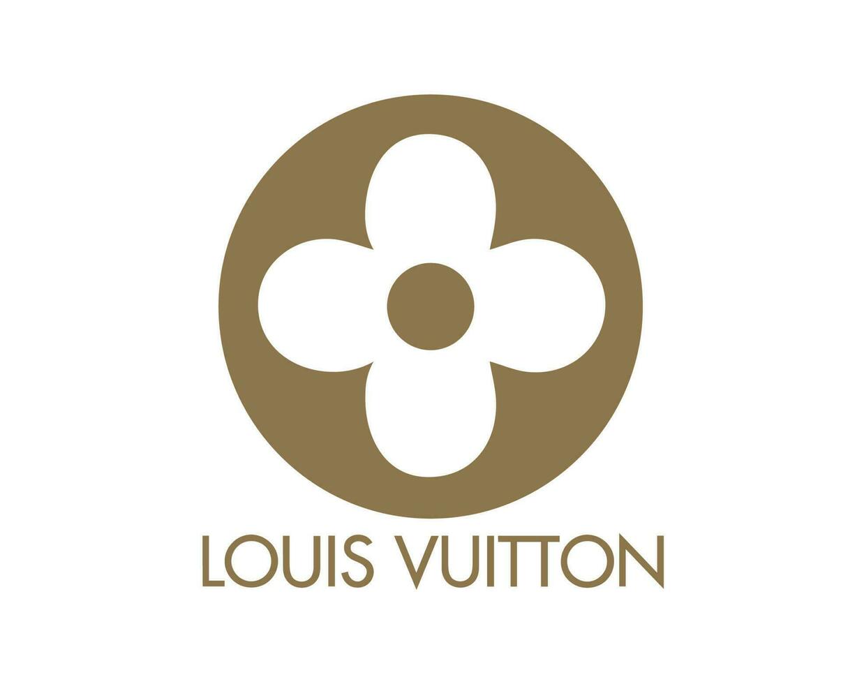 Louis Vuitton Logo Brand With Name Brown Symbol Design Clothes Fashion Vector Illustration