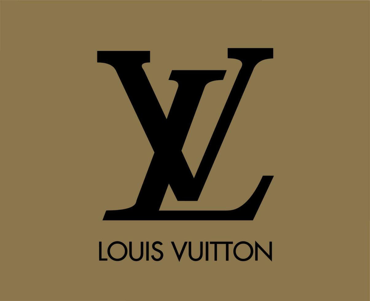 Luis Vuitton marca logo con nombre símbolo negro diseño ropa Moda vector ilustración con marrón antecedentes