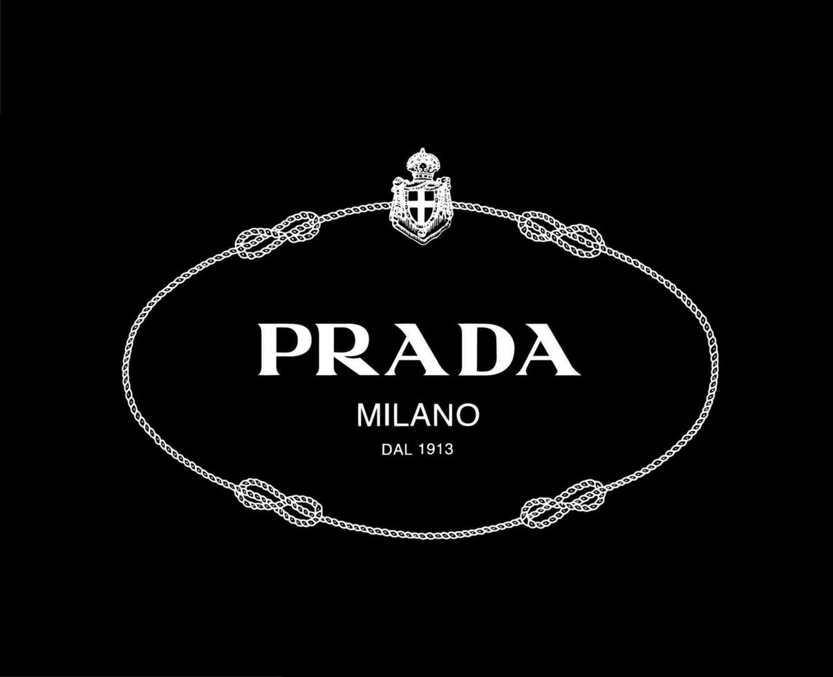 prada milano marca logo blanco símbolo ropa diseño icono resumen vector  ilustración con negro antecedentes 23871373 Vector en Vecteezy