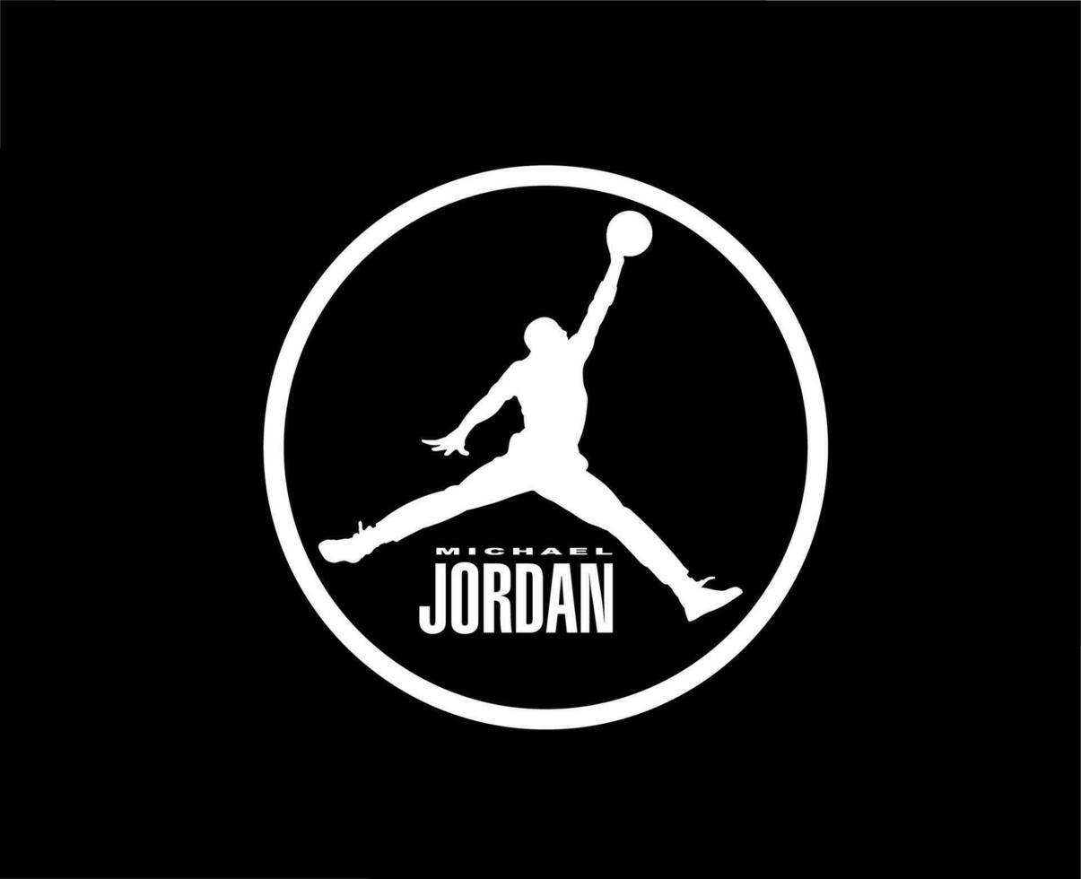 Michael Jordan Brand Logo Symbol White Design Clothes Sportwear Vector Illustration With Black Background