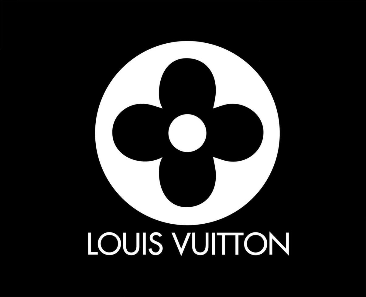 Luis Vuitton logo marca con nombre blanco símbolo diseño ropa Moda vector ilustración con negro antecedentes