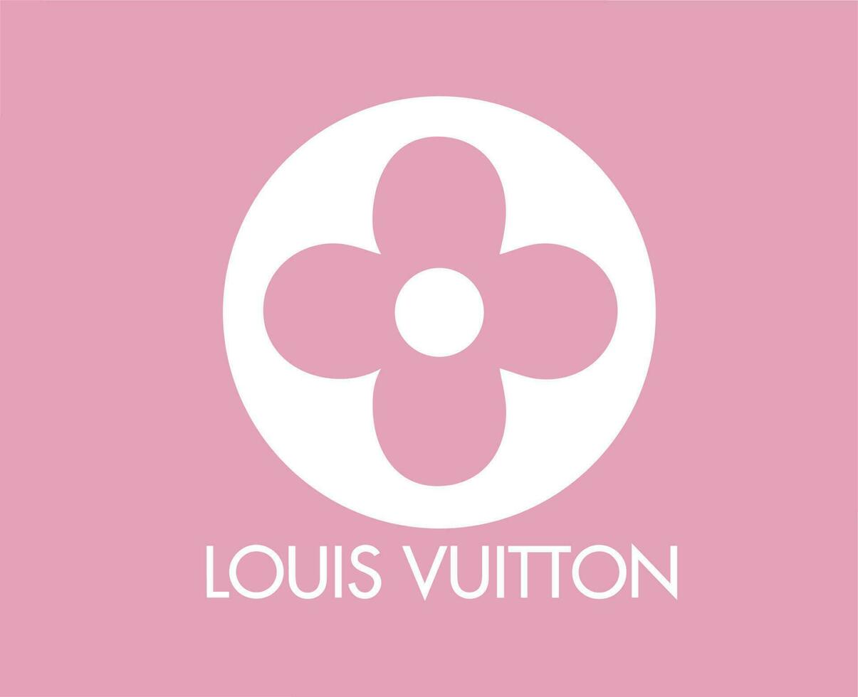 Louis Vuitton Logo Brand With Name White Symbol Design Clothes Fashion Vector Illustration With Pink Background