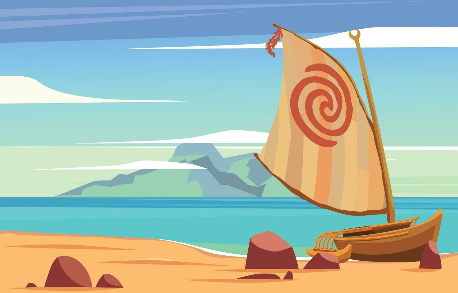 Boat at The Beach Coast Background vector