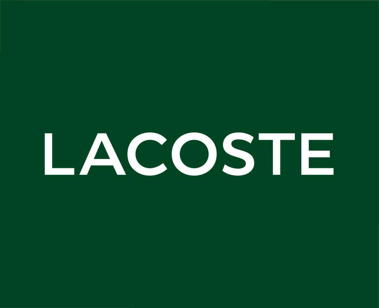 Lacoste Brand Logo Symbol Name White Design Clothes Fashion Vector Illustration With Green Background