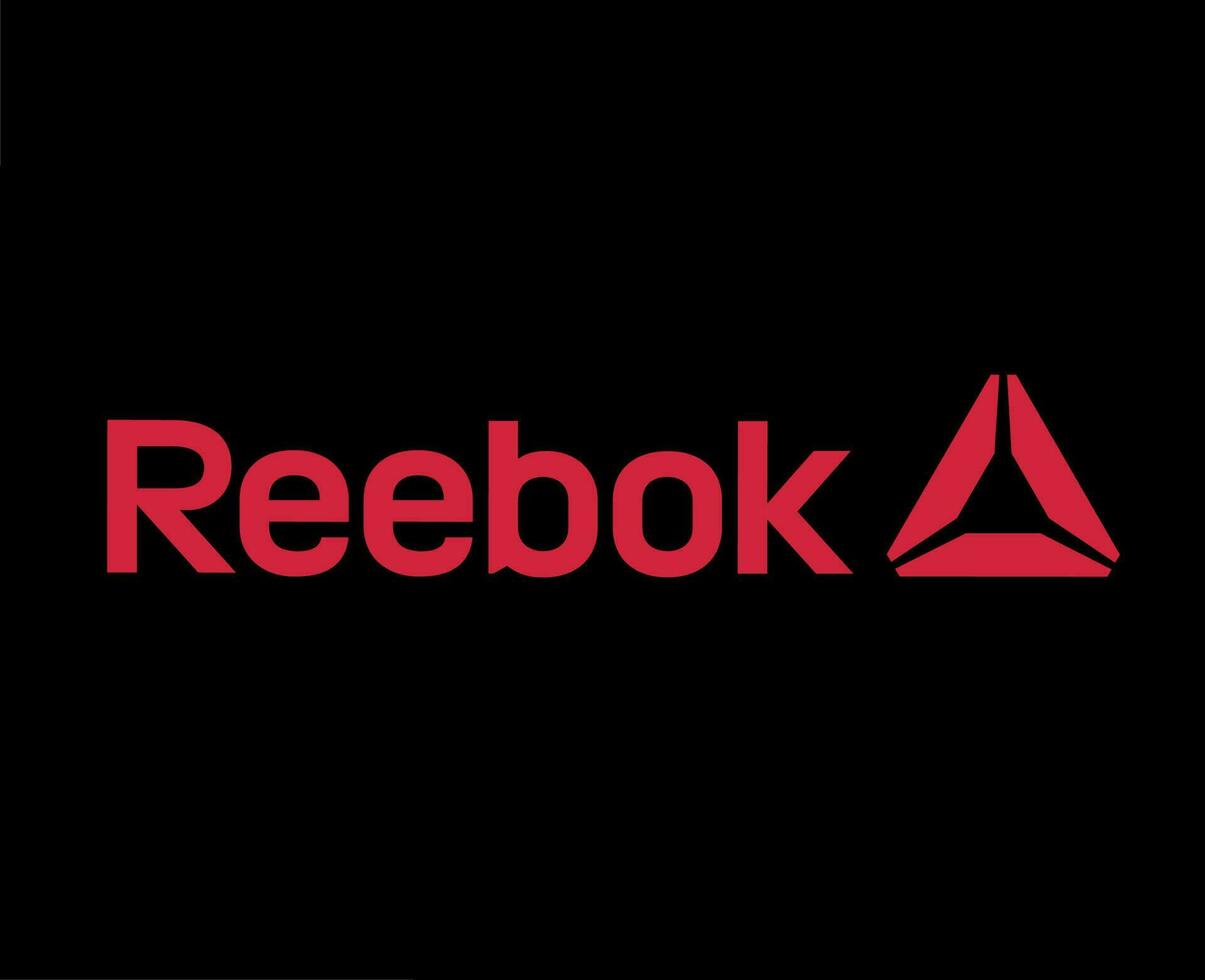 reebok marca logo con nombre rojo símbolo ropa diseño icono resumen vector ilustración con negro antecedentes