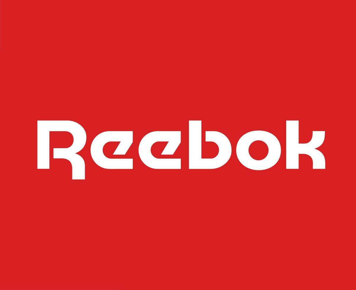 Reebok Brand Logo Symbol Name White Clothes Design Icon Abstract Vector Illustration With Red Background
