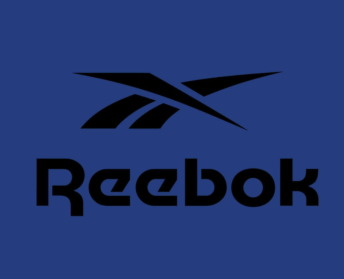 Reebok Logo Brand Clothes With Name Black Symbol Design Icon Abstract Vector Illustration With Blue Background