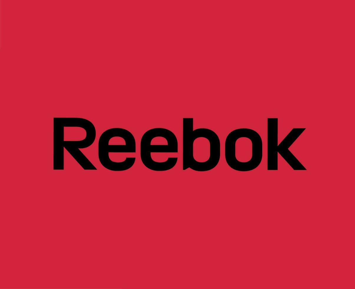 Reebok Brand Logo Name Black Symbol Clothes Design Icon Abstract Vector Illustration With Red Background