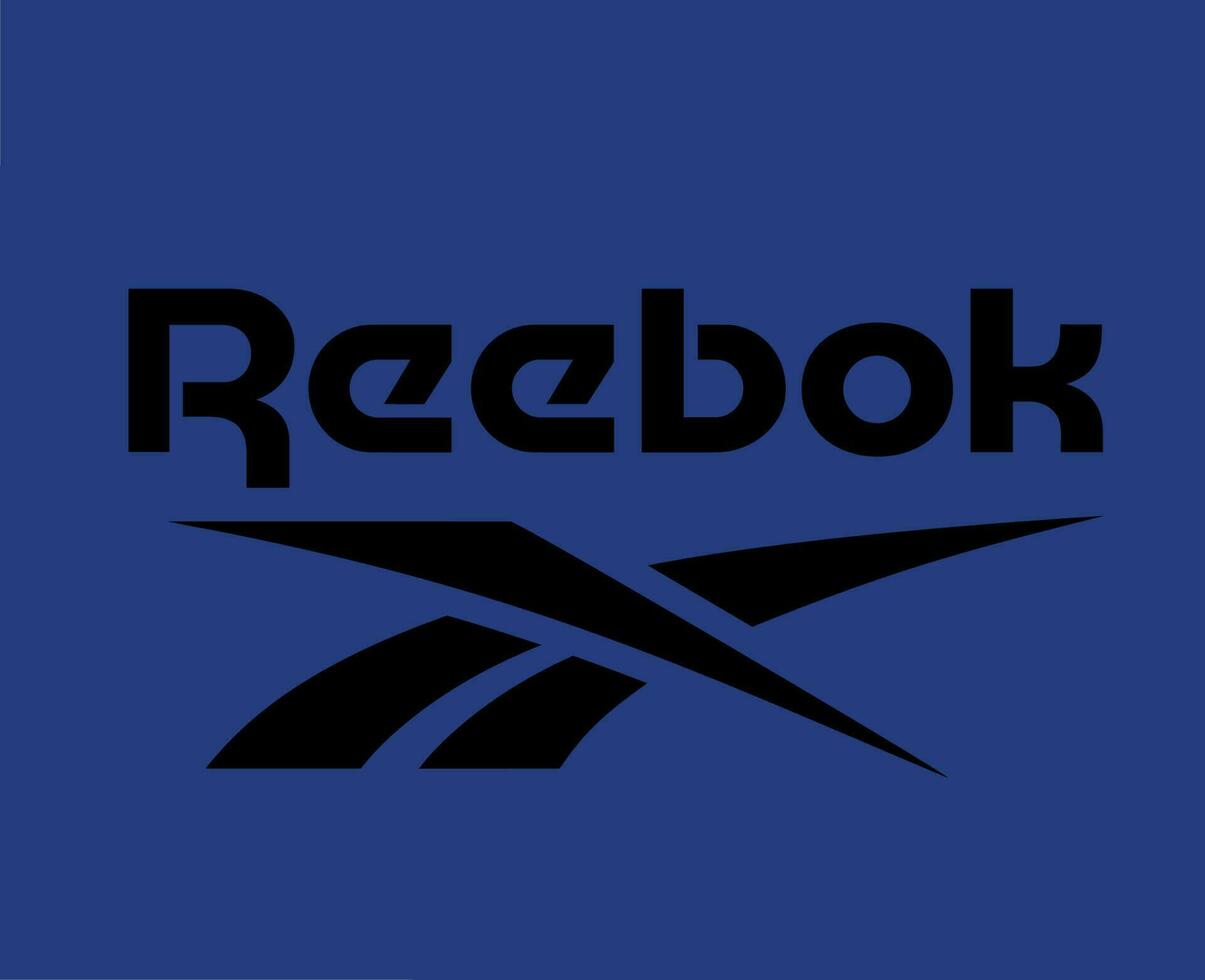 Reebok Brand Logo Black Symbol Clothes Design Icon Abstract Vector Illustration With Blue Background