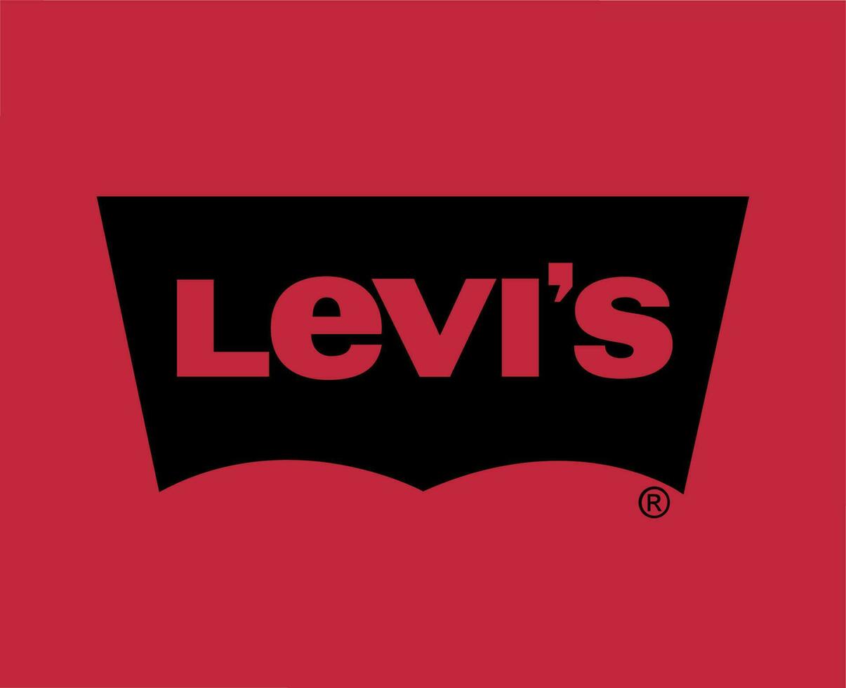 Levis Brand Logo Symbol Black Design Clothes Fashion Vector Illustration With Red Background