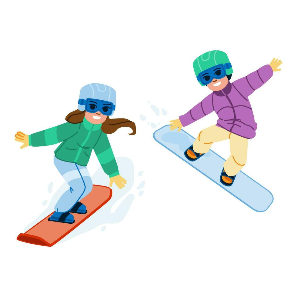 snowboarding kid vector