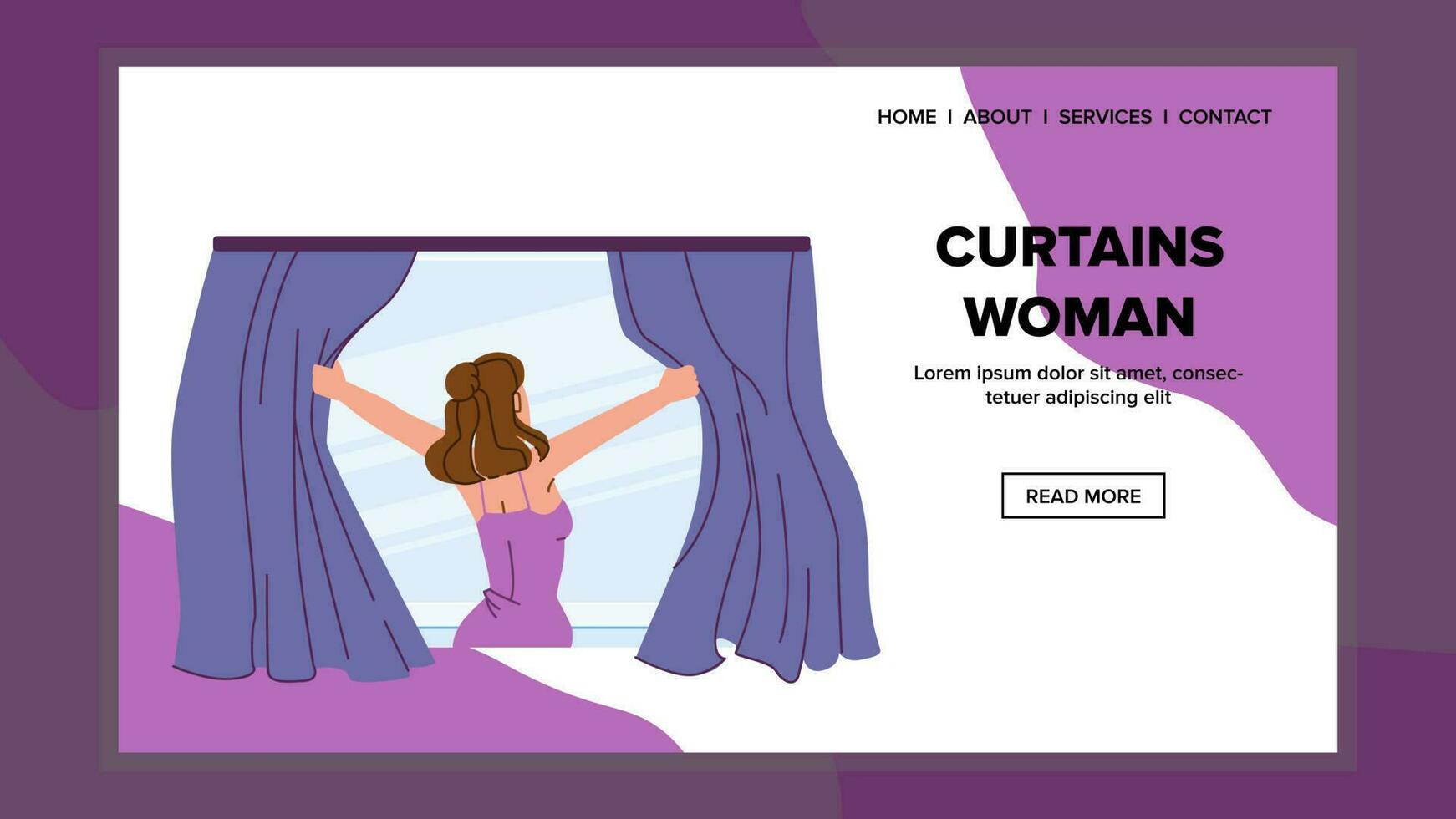 curtains woman vector