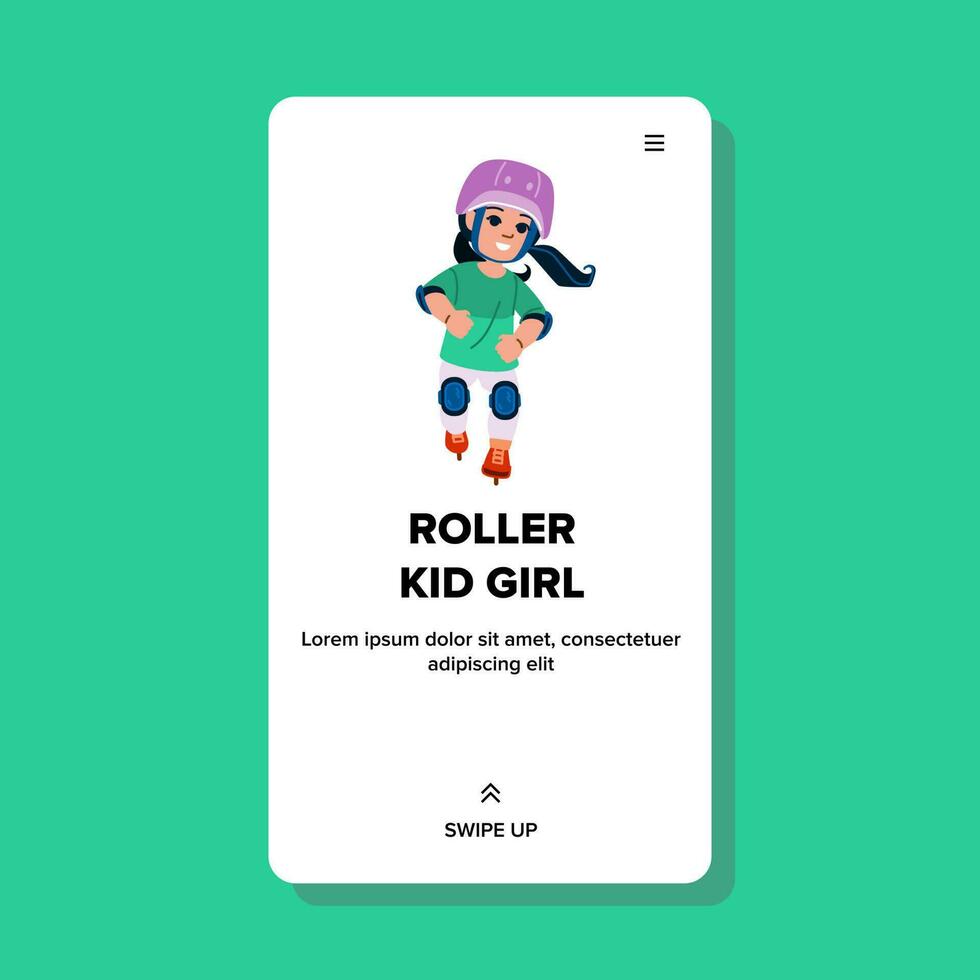 roller kid girl vector