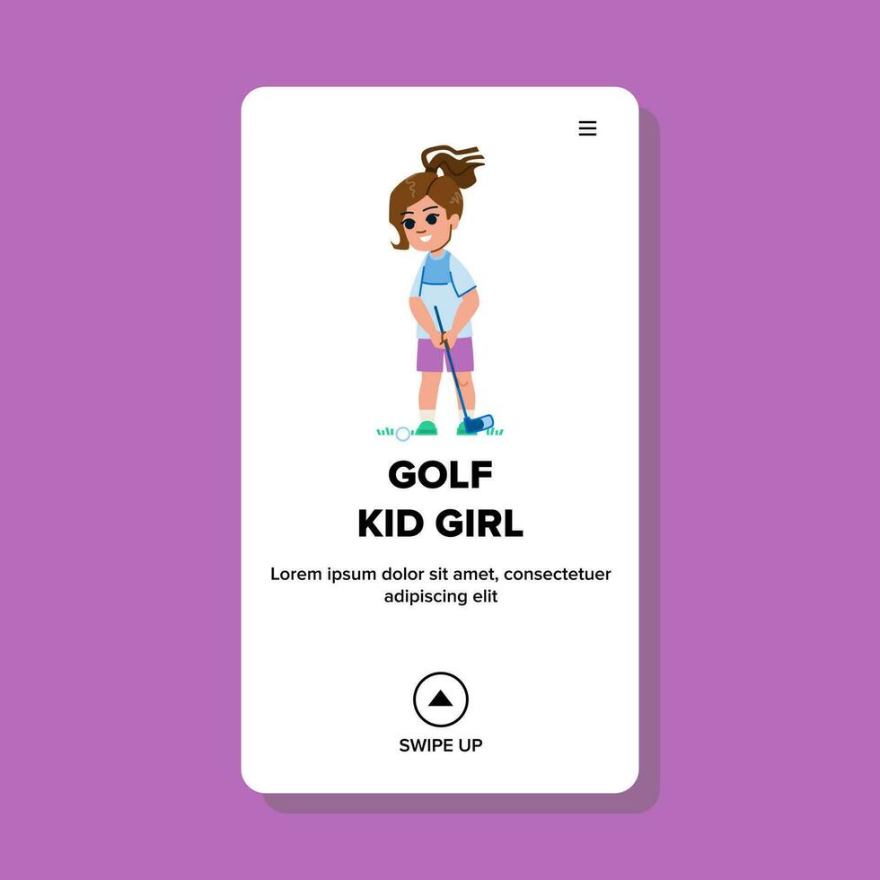 golf kid girl vector