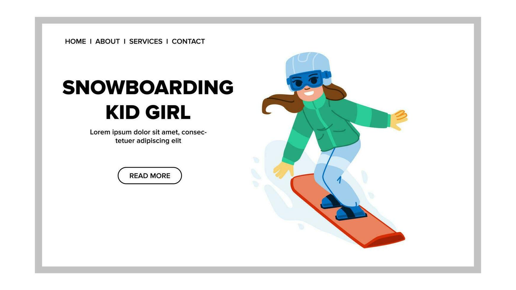 Snowboarding niño niña vector