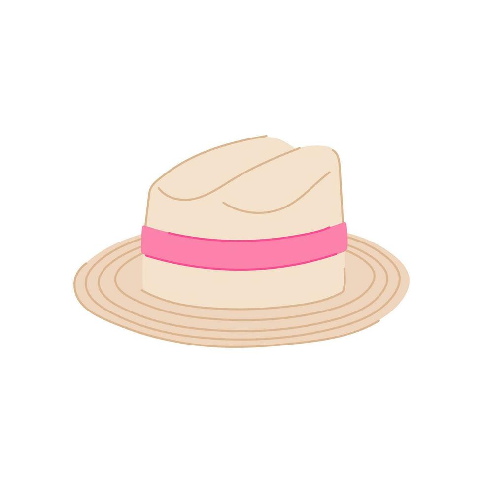 cap straw hat cartoon vector illustration