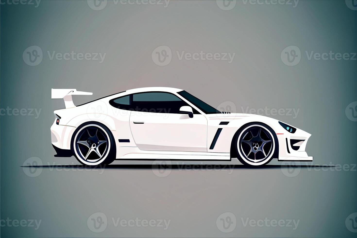 a white sports car with and black in the background. . photo