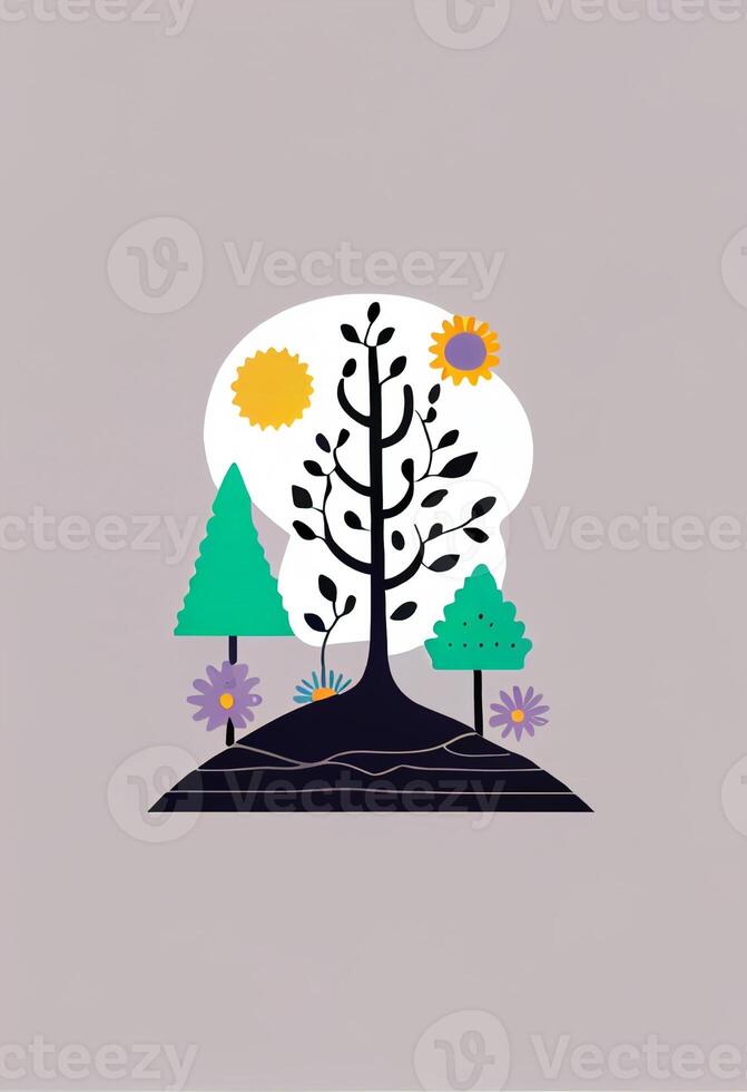 imagen de un árbol en el medio de un campo. generativo ai. foto