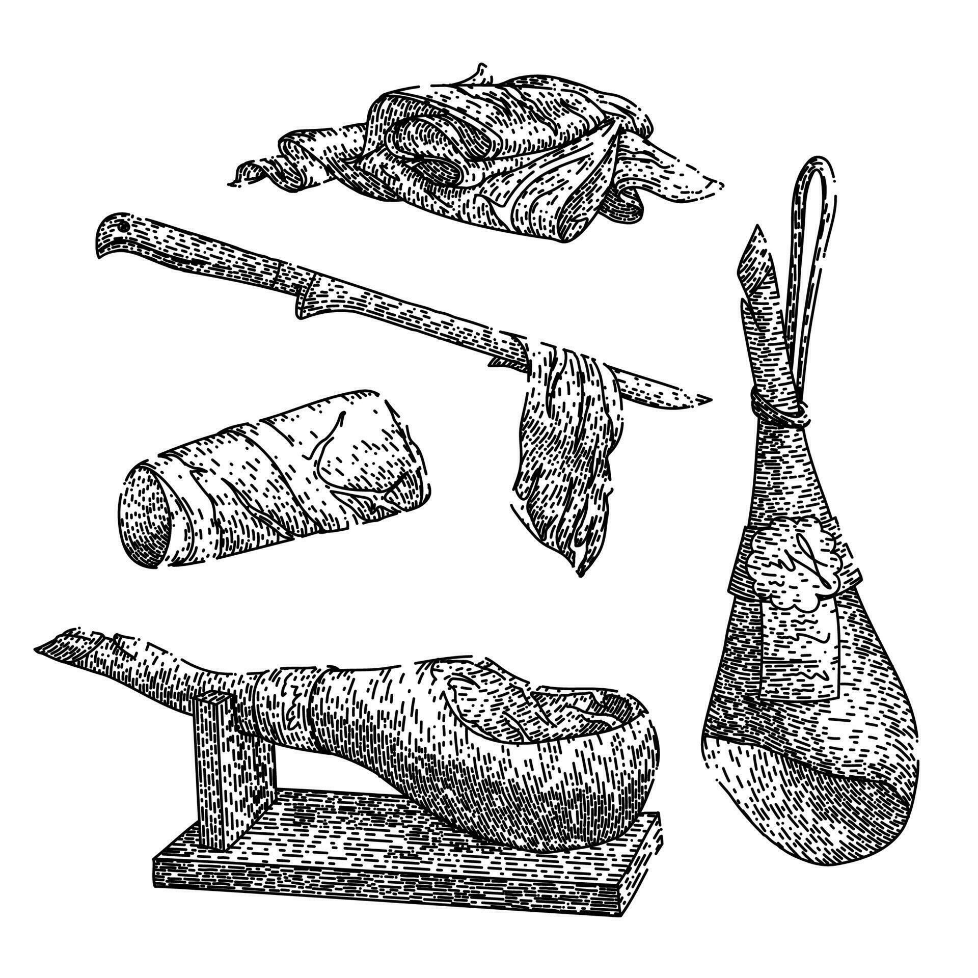 ham meat pork set sketch hand drawn vector 23873006 Vector Art at Vecteezy