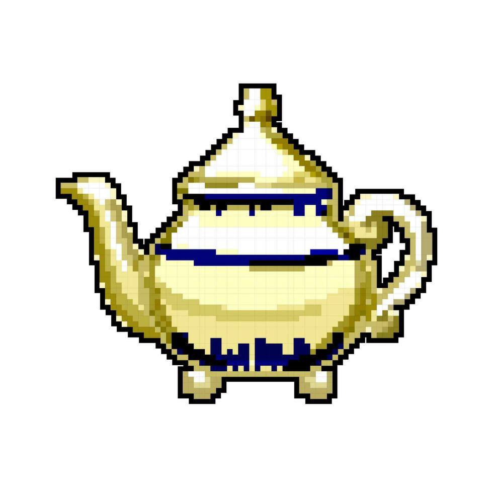 drink vintage teapot game pixel art vector illustration