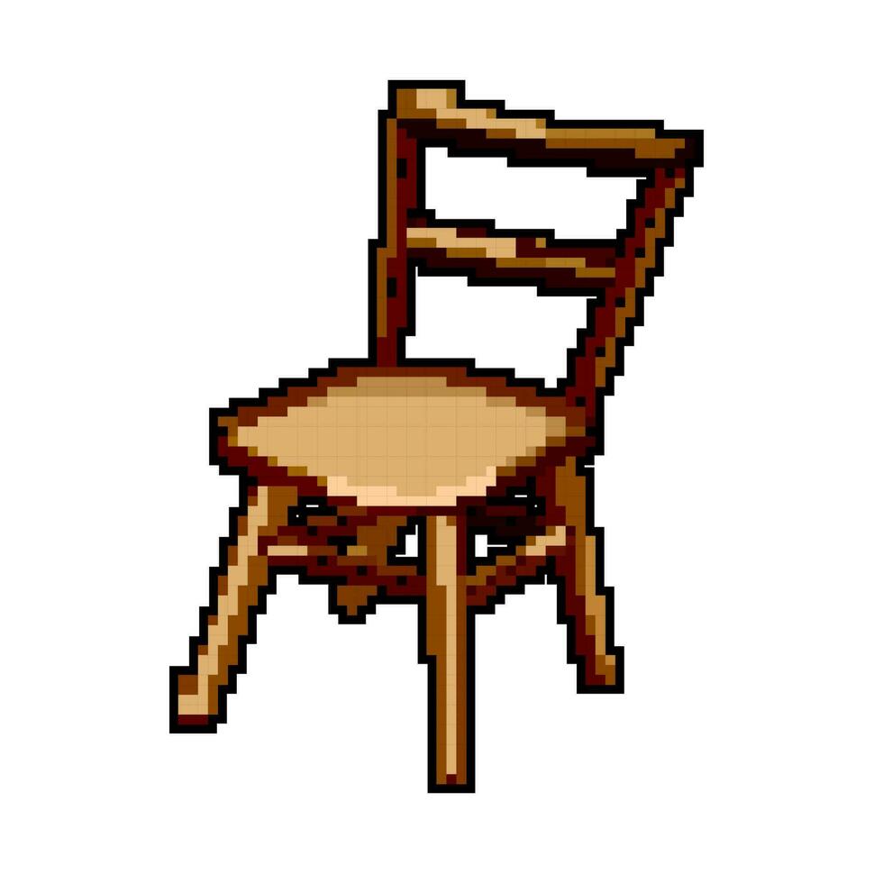 modern wooden chair game pixel art vector illustration