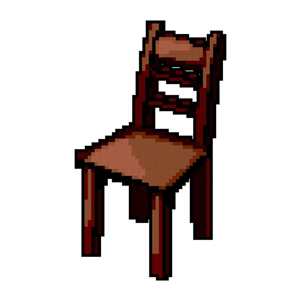 furniture wooden chair game pixel art vector illustration