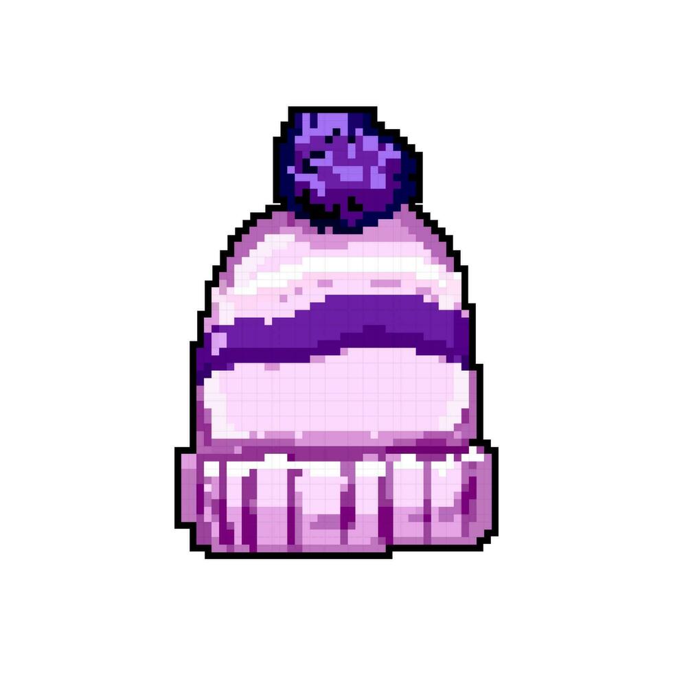 headwear winter hat kid game pixel art vector illustration