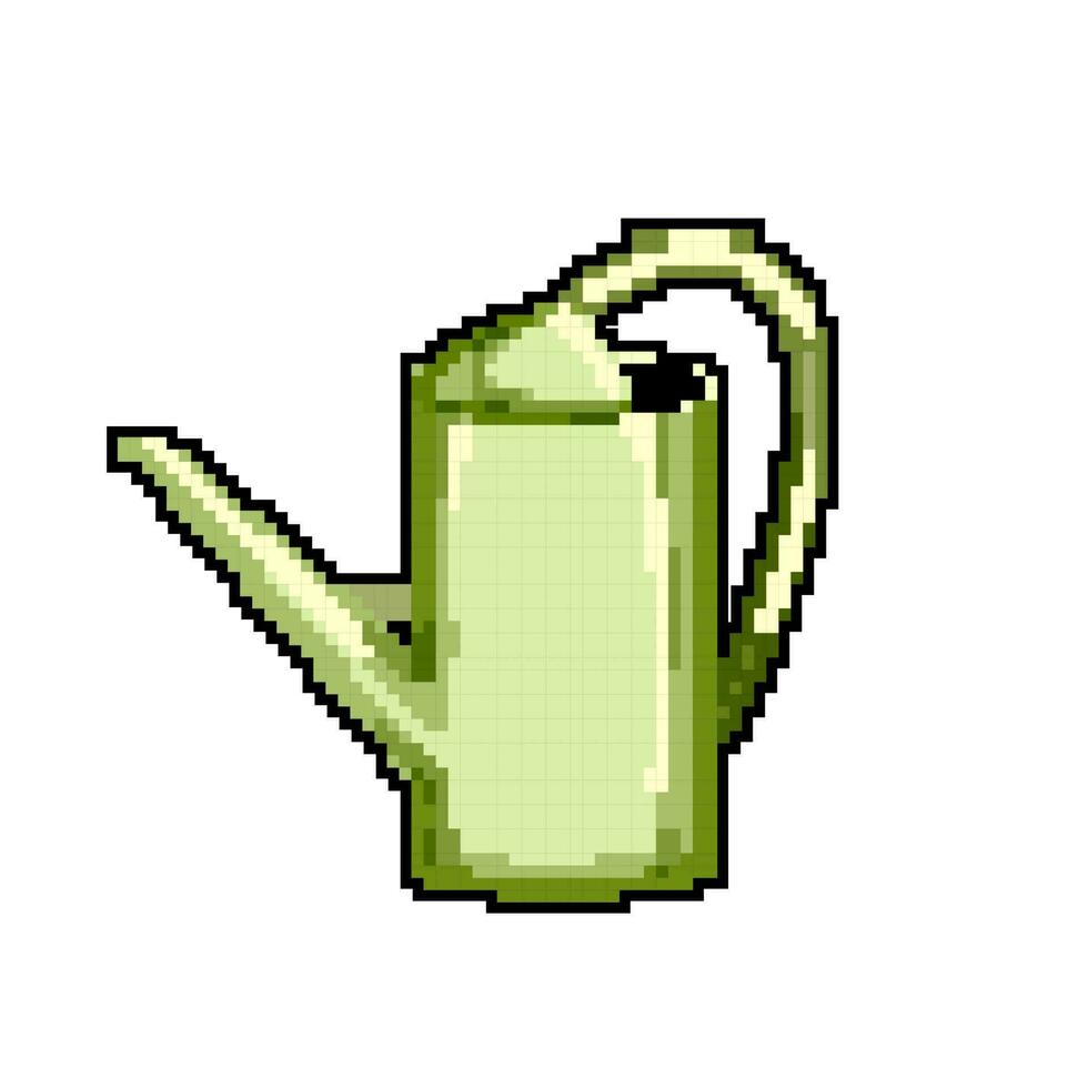 green watering can game pixel art vector illustration