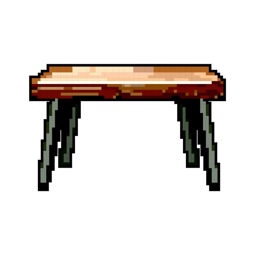 desk wood table game pixel art vector illustration