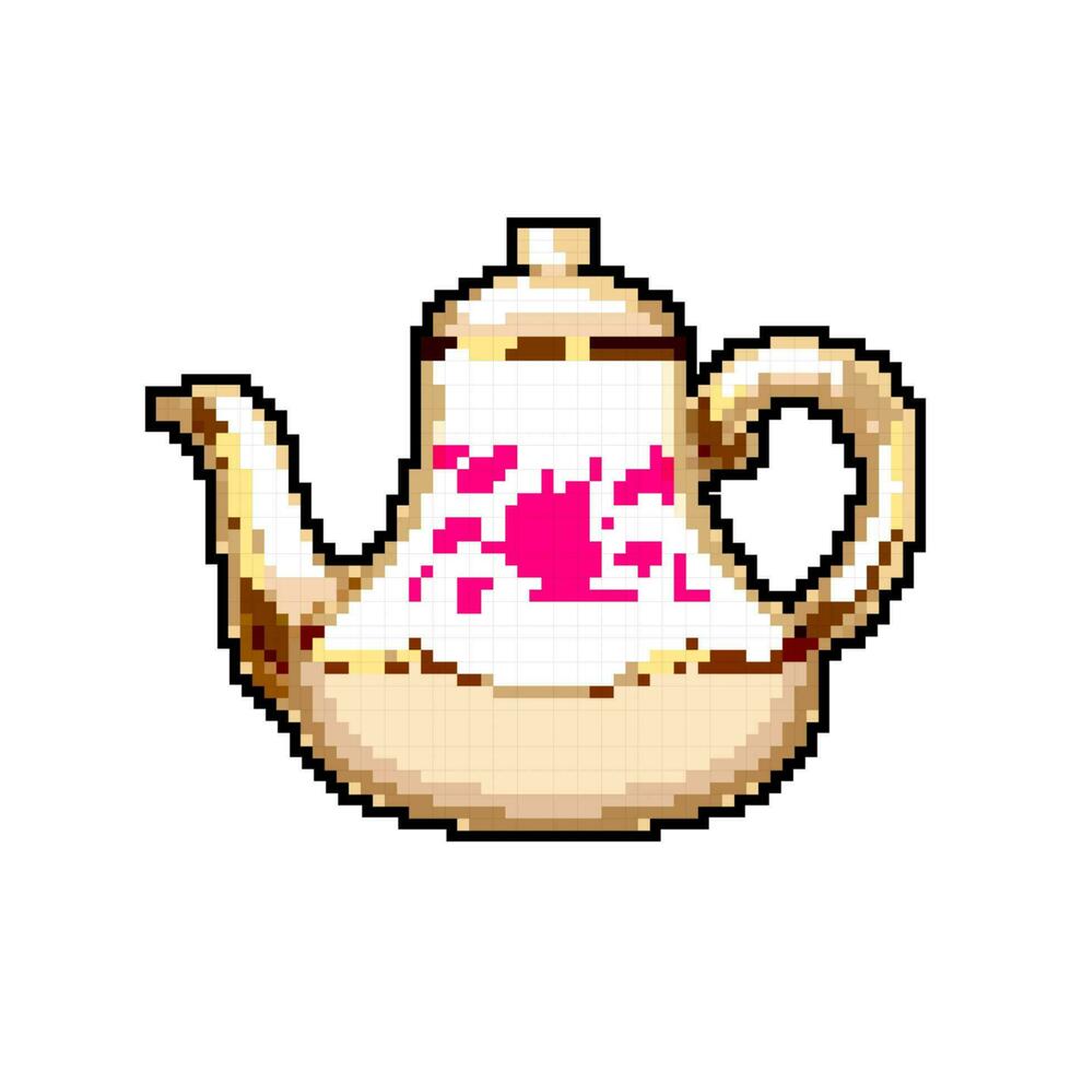 old vintage teapot game pixel art vector illustration