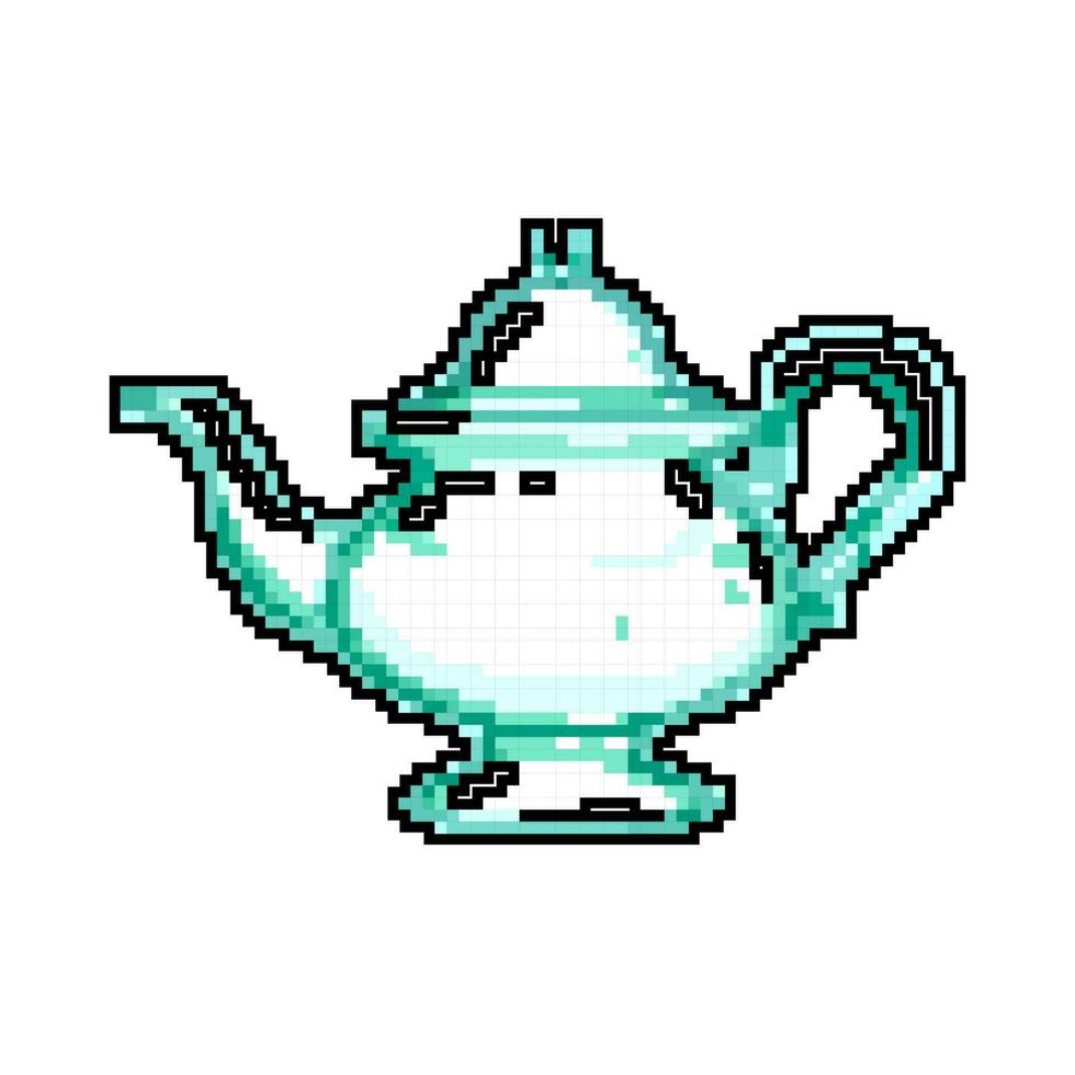 porcelian vintage teapot game pixel art vector illustration