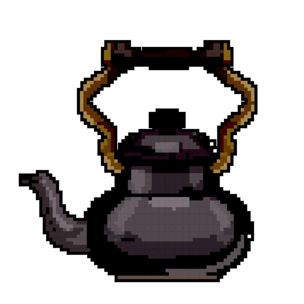 vintage teapot tea kettle game pixel art vector illustration
