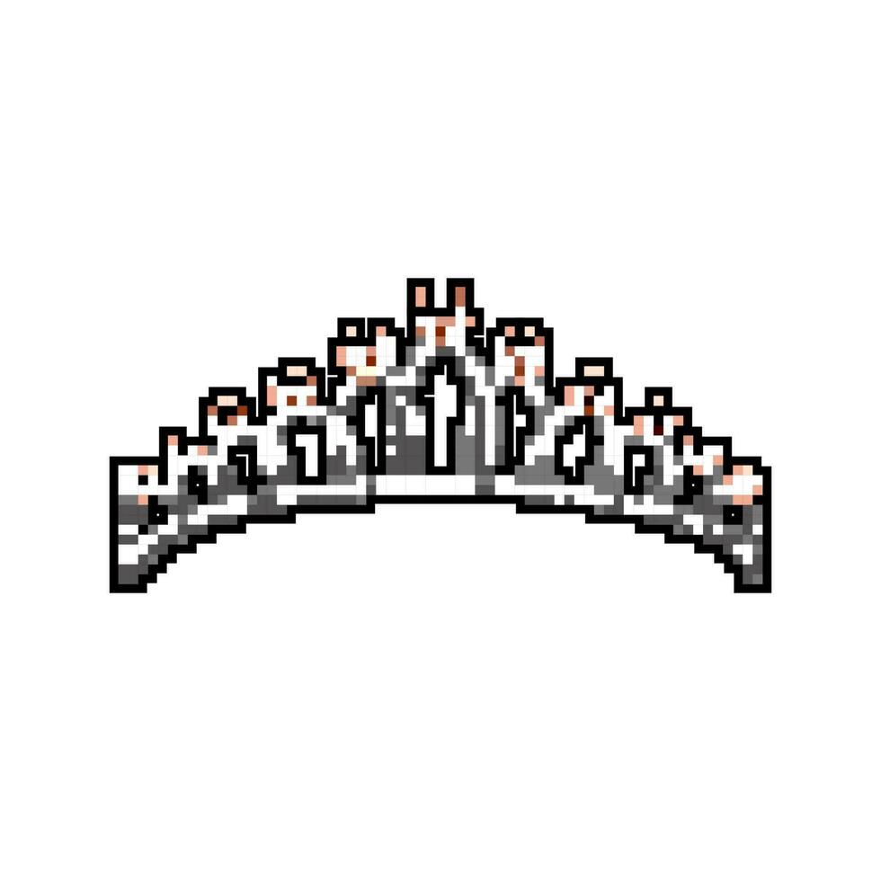 beauty tiara crown game pixel art vector illustration