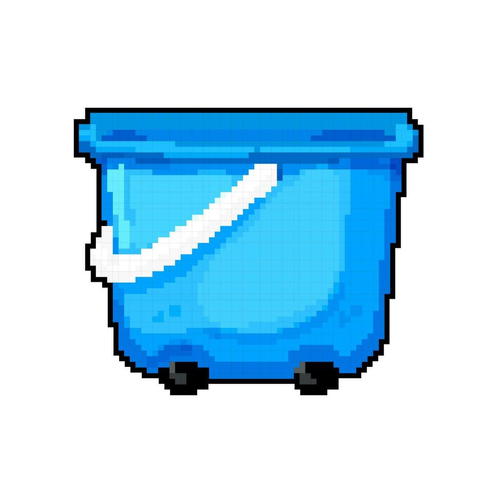 empty plastic bucket container game pixel art vector illustration