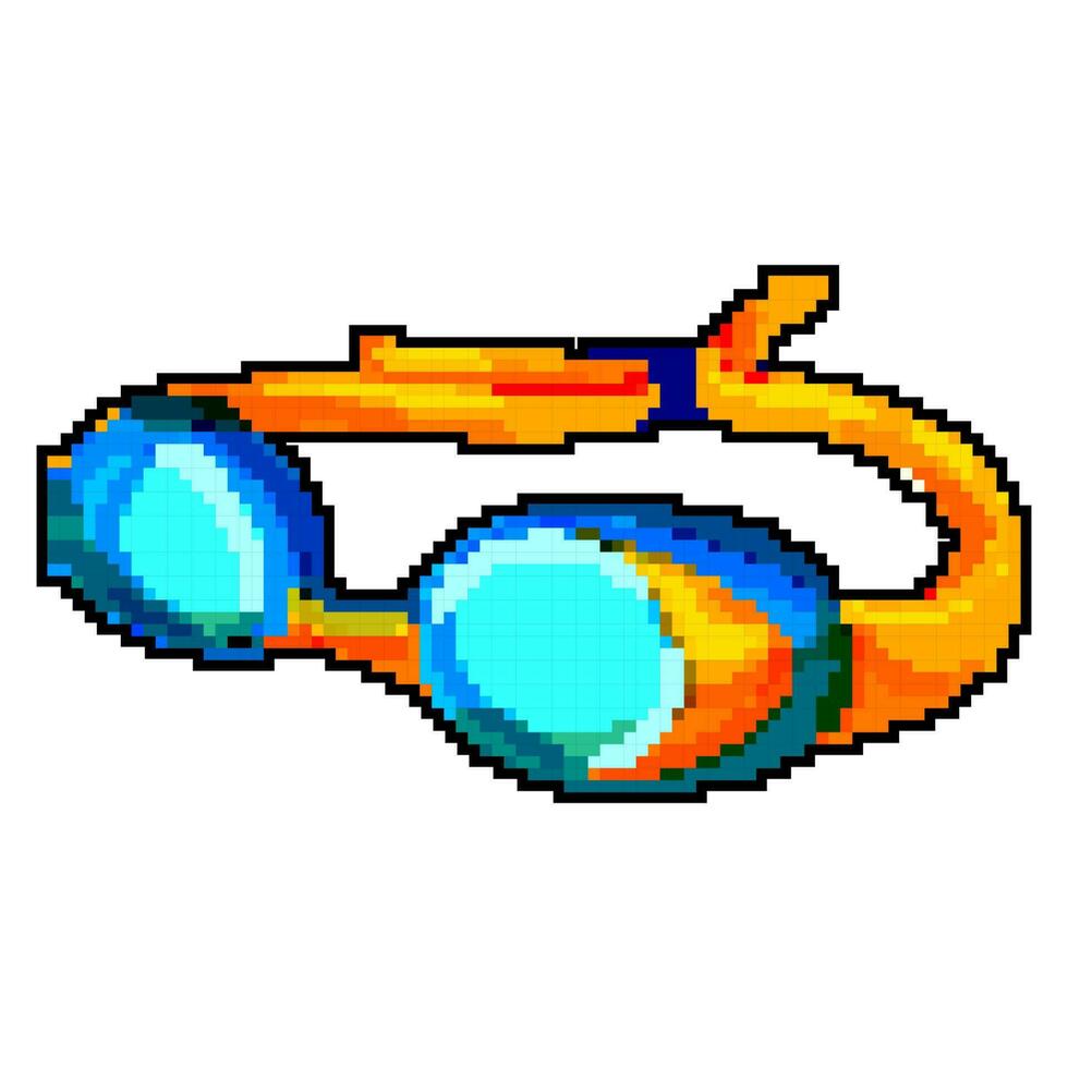 water pool goggles game pixel art vector illustration