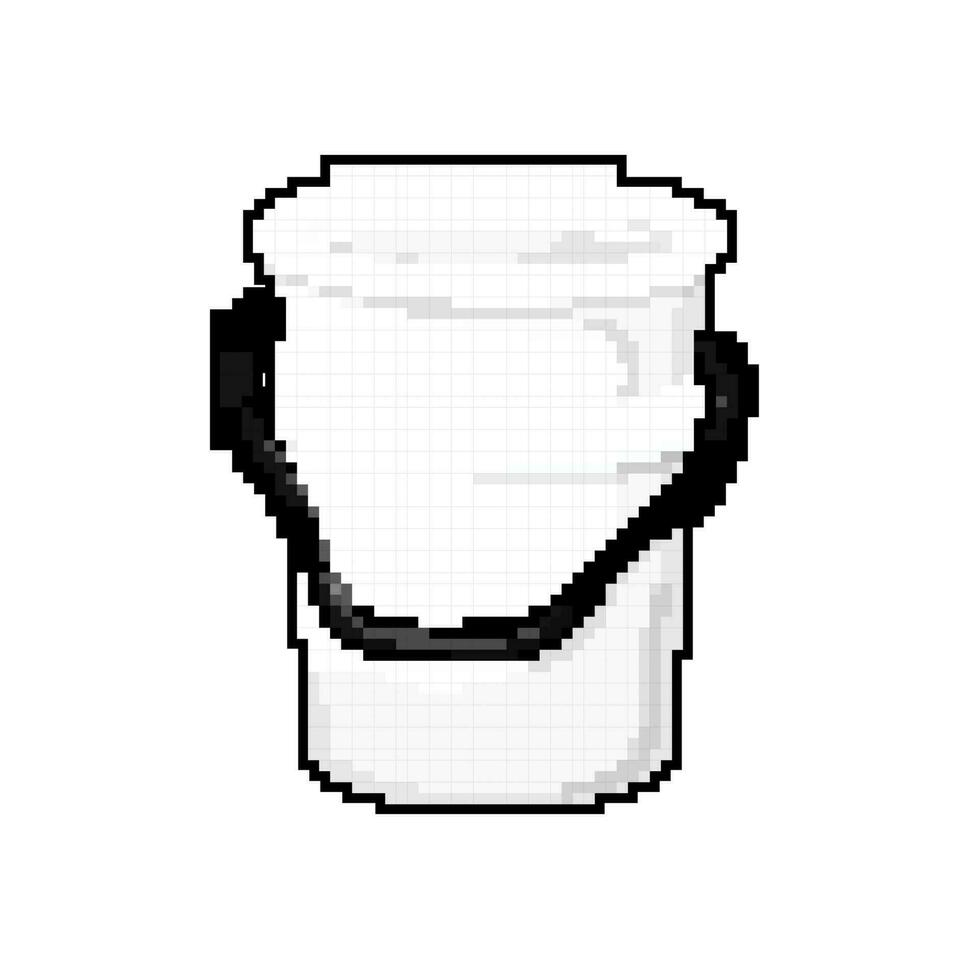 white plastic bucket container game pixel art vector illustration