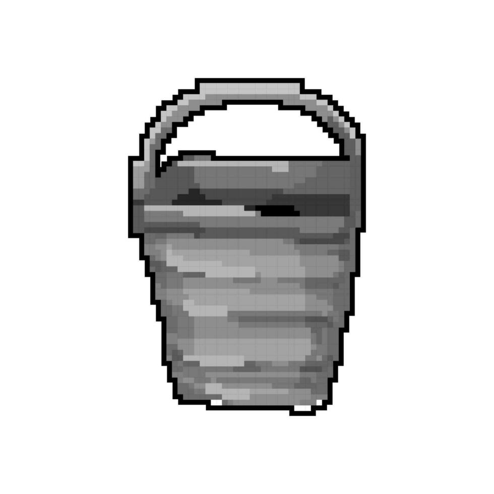 package plastic bucket container game pixel art vector illustration