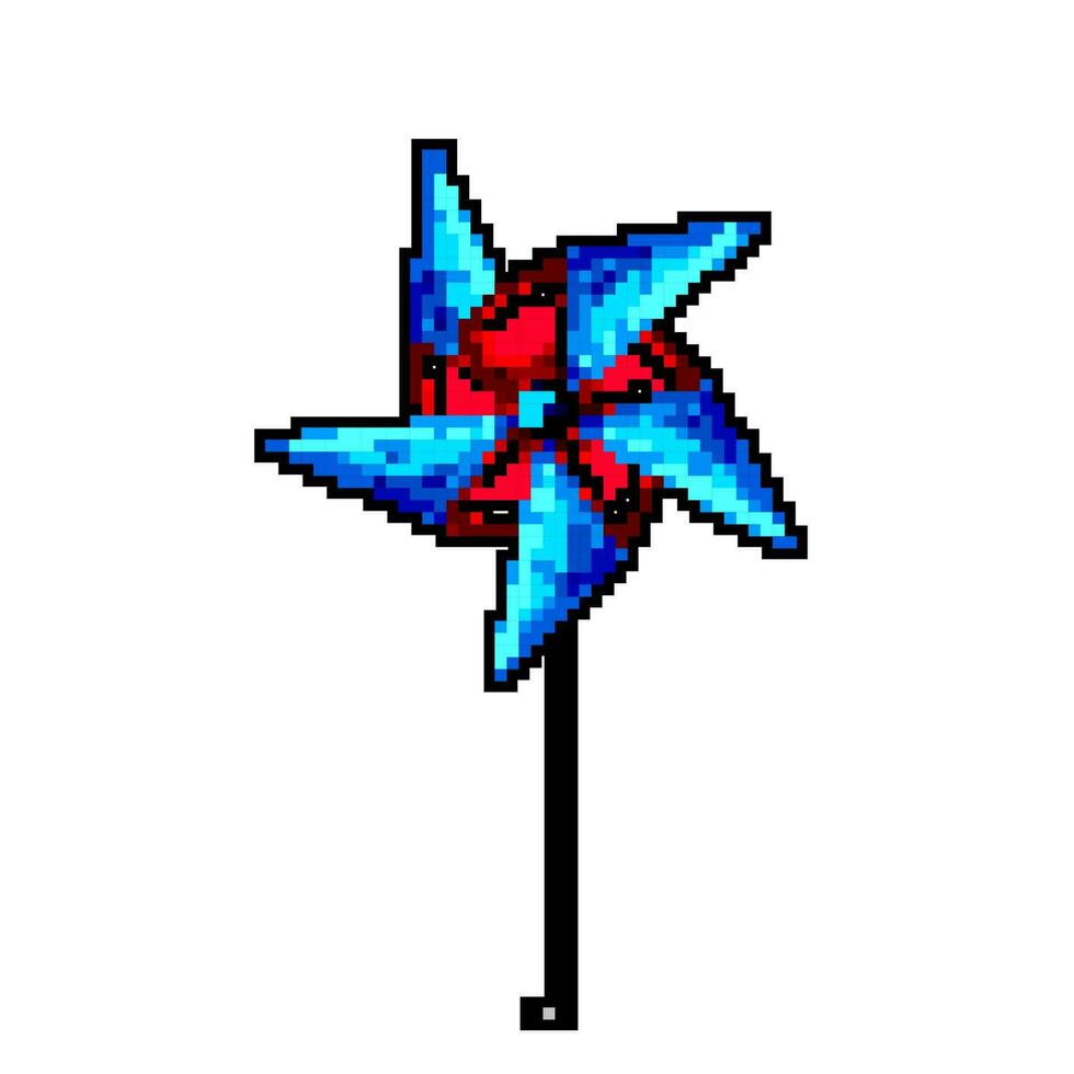 windmill pinwheel toy game pixel art vector illustration