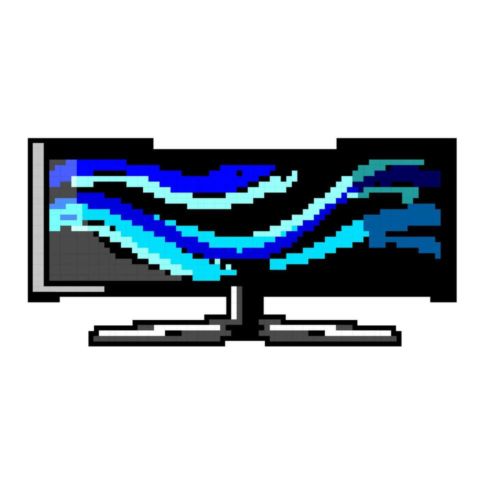 computer monitor pc gaming game pixel art vector illustration